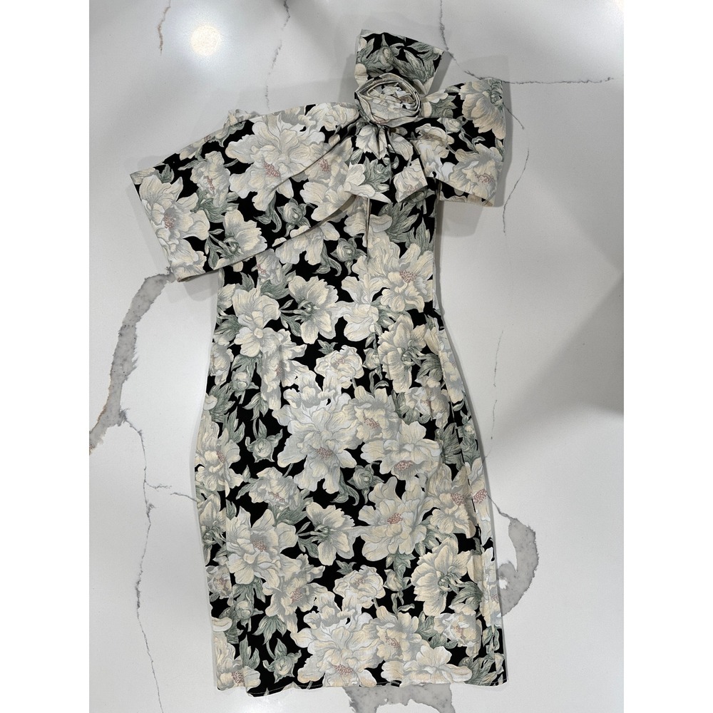 VTG Jessica McClintock Gunne Sax Floral One Shoulder Dress Party 3/4‎